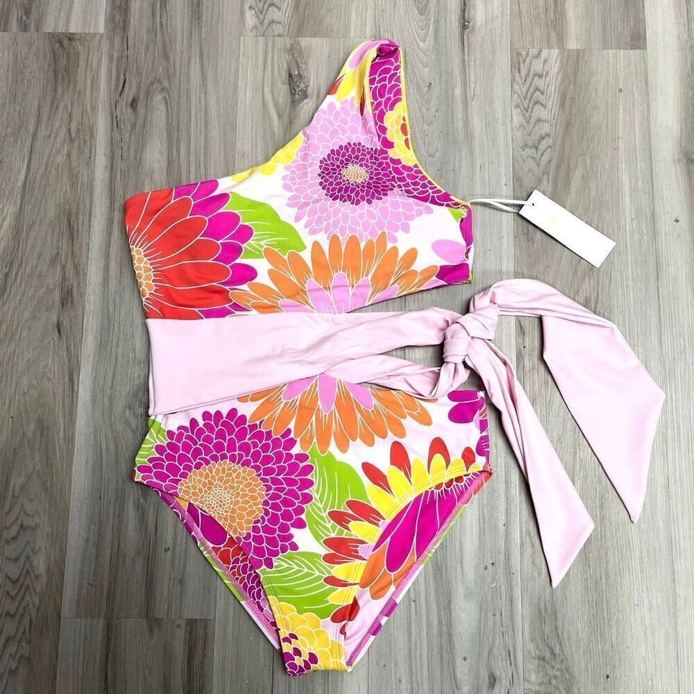 J. Marie Swimsuit Women’s Small Leilani Colorful‎ Cutout Tie One Piece NWT